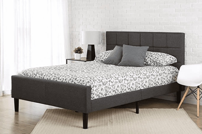 Zinus Lottie Upholstered Platform Grey Bed Frame