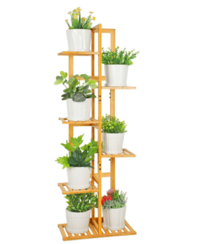 ROSSNY Bamboo Plant Stands for Indoor Plants 6 Tier 7 Potted