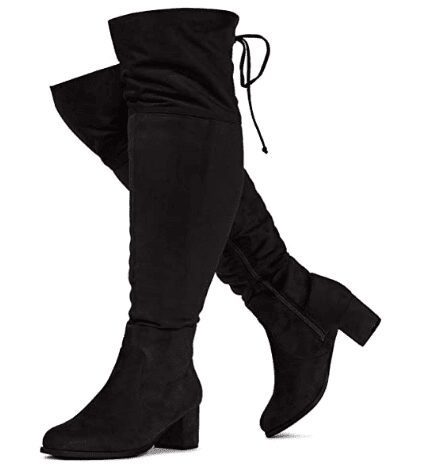 RF ROOM OF FASHION Women's Wide Calf Wide Width Block Heel Stretchy Over The Knee Boots