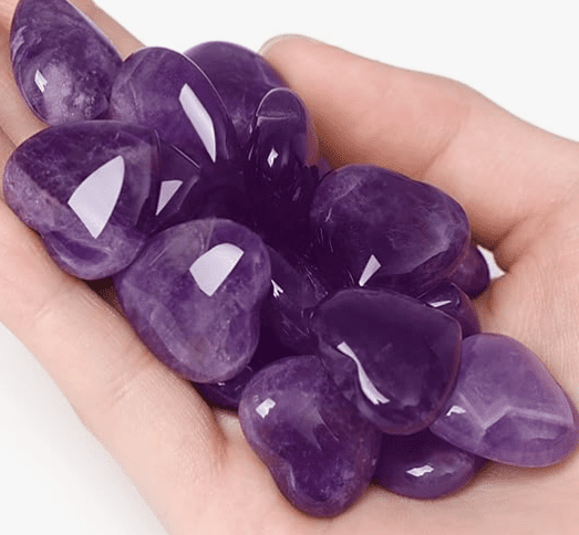 Amethyst Natural Healing Crystal Polished Hearts Carved Stones Amethyst Natural Healing Crystal Polished Hearts Carved Stones