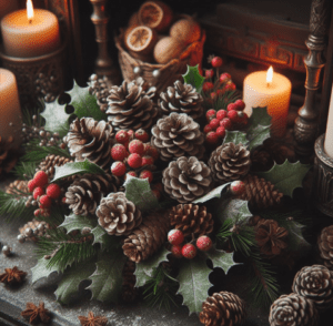 Pine Cones and Holly Berries