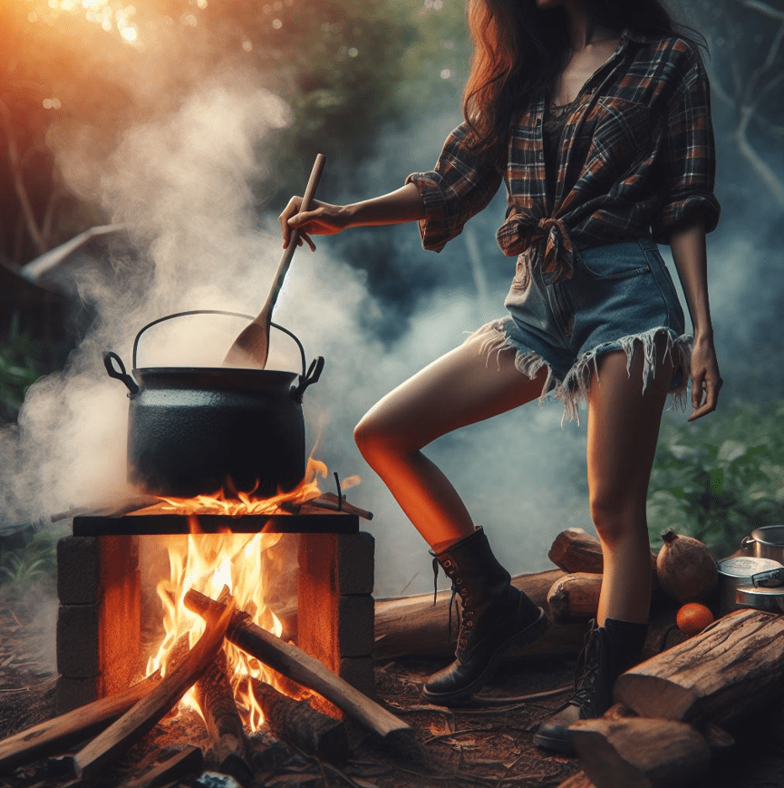 Cooking Over a Wood Burning Fire Pit