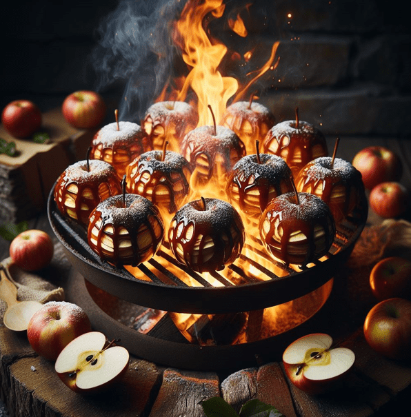 Fire Baked Apples Over a Wood Burning Fire Pit