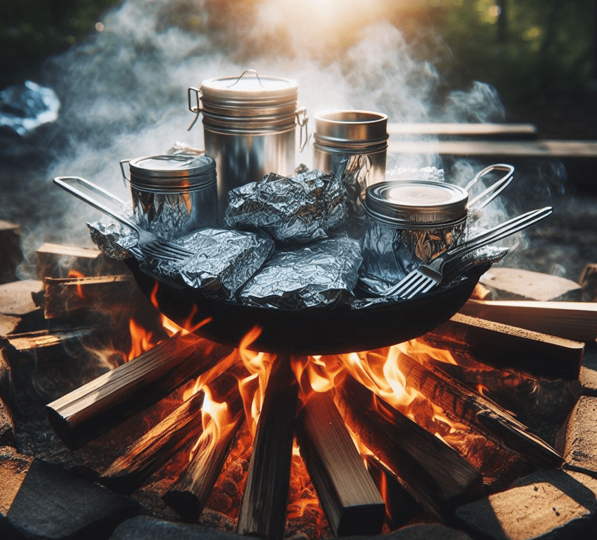 foil packs Cooking Over a Wood Burning Fire Pit