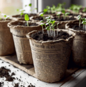 Newspaper Pots used for seed starting