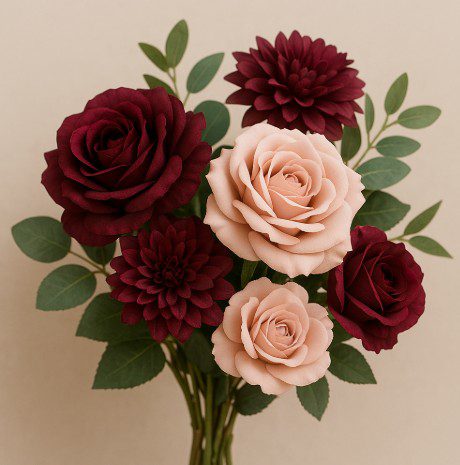 Burgundy and Blush Fake Flowers Burgundy and Blush Fake Flowers