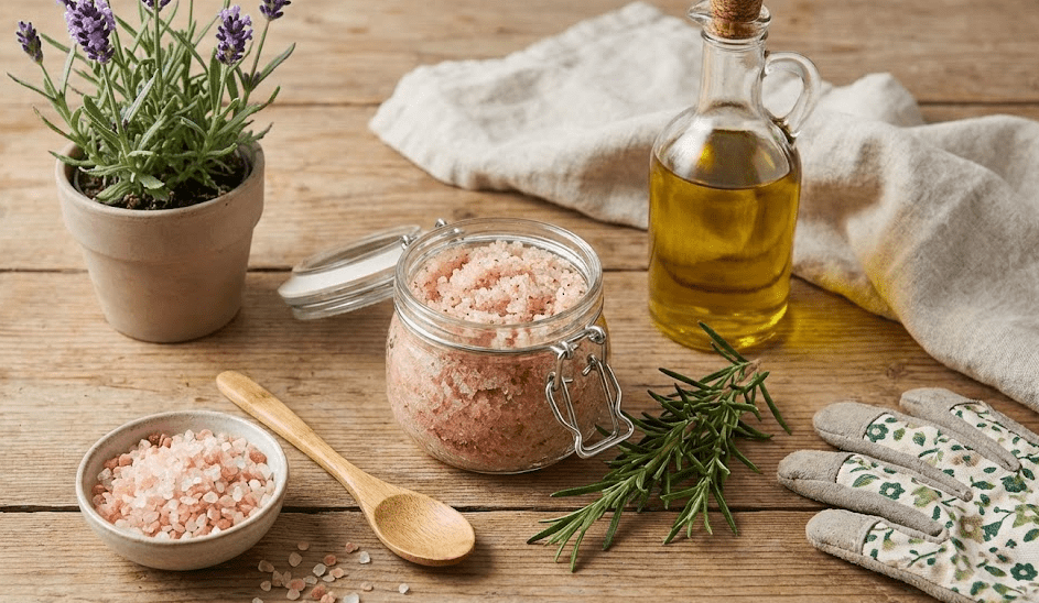 Gardener’s Hand Scrub DIY Himalayan salt hand scrub for gardeners