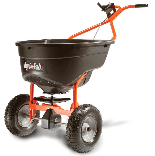 Agri-Fab 130 lb Tow-Behind Spreader - Large Yards
Alt Tag: Agri-Fab 130 lb Tow-Behind Broadcast Spreader attached to a riding mower hitch, ideal for fast coverage of large properties over 10,000 sq ft