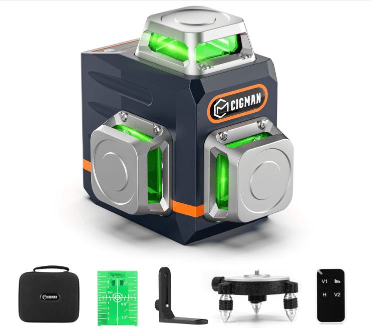 CIGMAN CM701 ultra-compact rechargeable self-leveling laser with 3x360 green beams