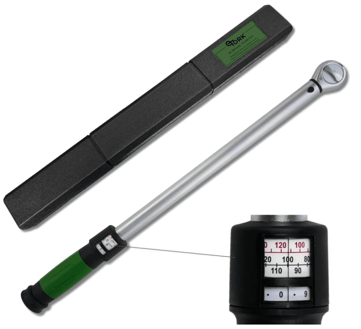 The eTORK 1/2-Inch electronic torque wrench displaying torque values on its digital LCD screen. Ranked as a top premium alternative for 2026