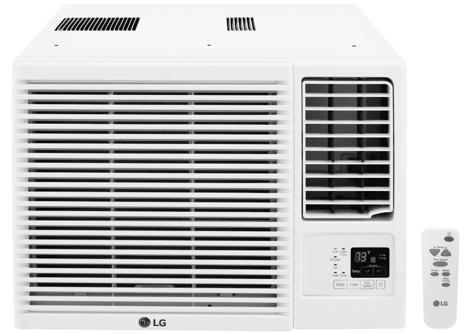 LG 18,000 BTU AC window unit with heater for large master bedrooms and living spaces.