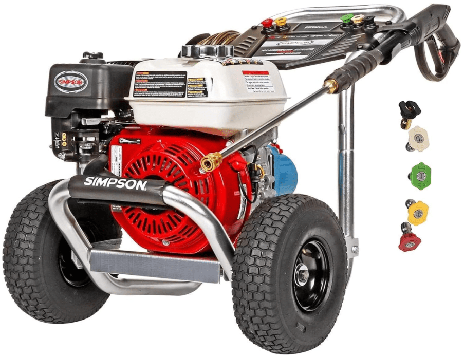 Simpson ALH3228-S cold water gas commercial pressure washer with aircraft-grade aluminum frame and Honda GX390 engine