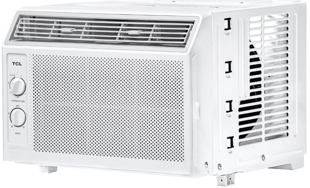TCL 5,000 BTU compact window air conditioner unit.
