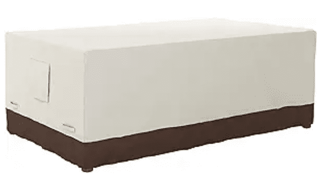 Amazon Basics Outdoor Patio Dining Table Cover, Waterproof, Anti-UV, Secure, Wind Resistant, Thick, Sturdy, Beige/Tan, 75"x45" Amazon Basics Outdoor Patio Dining Table Cover