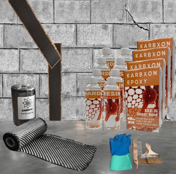 100 ft - Carbon Fiber-Basement Wall Crack Repair Kit - Carbon Fiber Foundation Wall Repair - Easy to use Includes Instructions Carbon Fiber-Basement Wall Crack Repair Kit