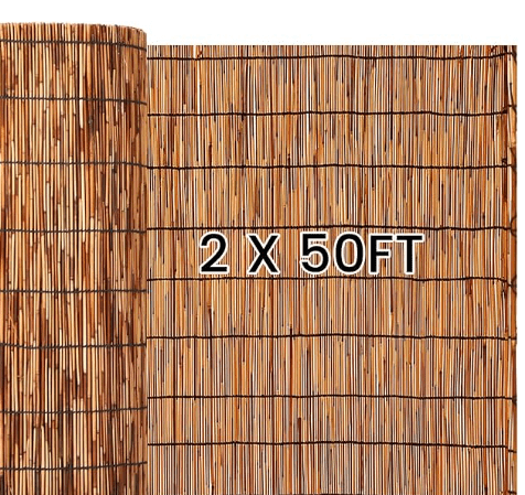 Drydiet 2ft x 50ft Natural Reed Fencing Bamboo Privacy Screen Balcony Reed Fence for Garden Curtain Bamboo Screen Fencing for Outdoor Backyard Patio Curtain Bamboo Screen Fencing for Outdoor