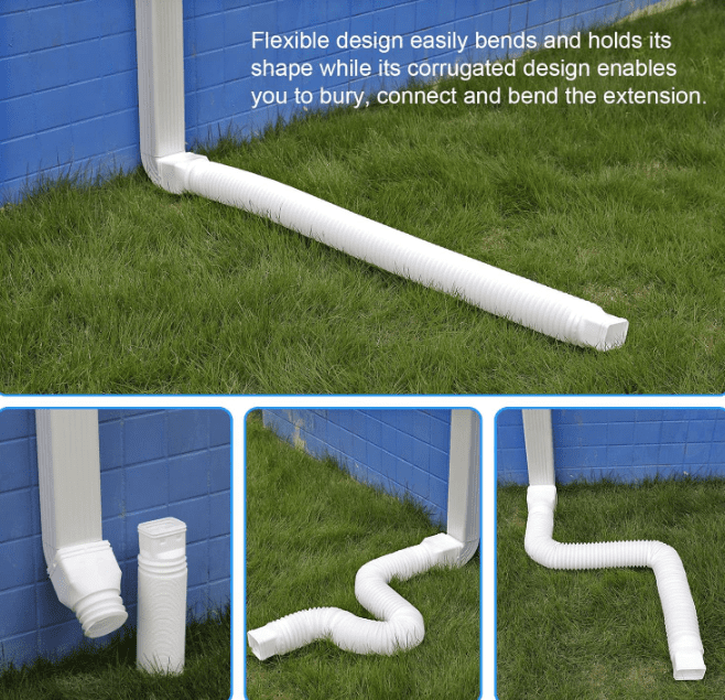 plusgutter White-2pack Rain Gutter Downspout Extensions Flexible, Drain Downspout Extender,Down Spout Drain Extender, Gutter Connector Rainwater Drainage,Extendable from 21 to 68 Inches Downspout Extensions Flexible, Drain
