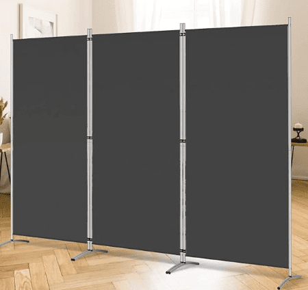 RANTILA 3 Panel Privacy Screen, 6 Ft Tall Folding Privacy Screen Room Dividers, Freestanding Room Partition Wall Dividers, 102''W x 20''D x 71''H, Black Folding Privacy Screen Room