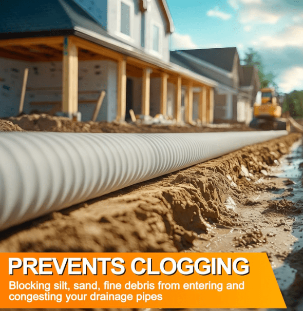 Mindsoft French Drain Fabric 4" x 300' Polyester Filter Fabric for Drainage Corrugated Drain Pipe French Drain System