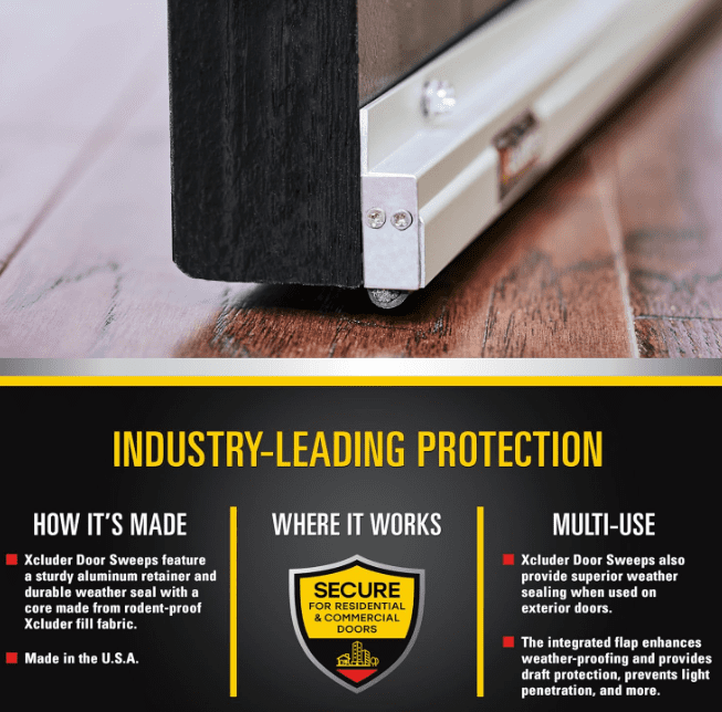 Xcluder 36" Low-Profile Door Sweep, Aluminum 2-Pack – Seals Out Rodents & Pests, Enhanced Weather Sealing, Easy to Install; Door Seal Rodent Guard Xcluder 36" Low-Profile Door Sweep, Aluminum 2-Pack – Seals Out Rodents & Pests, Enhanced Weather Sealing, Easy to Install; Door Seal Rodent Guard