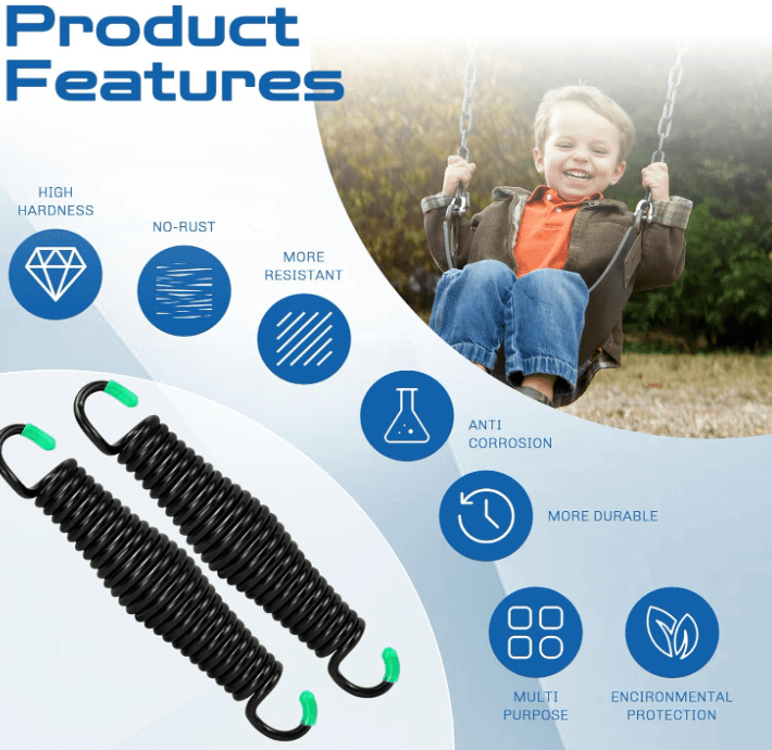 2Pack Premium Porch Swing Springs,1300lb Heavy Duty Springs, Rust Resistant Swing Springs, Spring for Swing Hammock Hanging Chair Spring for Hammock Spring,Porch Swings,Indoor Outdoor Hanging Kit Premium Porch Swing Springs