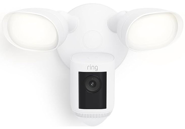 Ring Floodlight Cam Wired Pro, Home or business security, Retinal 2K Video, Color Night Vision and Two-Way Talk with Audio+, 2-pack, White Ring Floodlight Cam Wired Pro