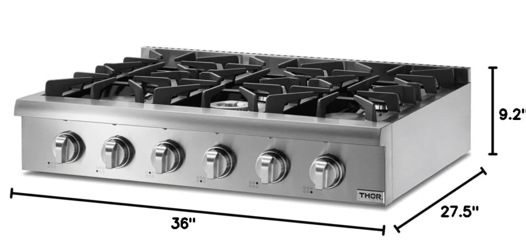 THOR Kitchen Professional 36-Inch Liquid Propane Rangetop in Stainless Steel THOR Kitchen Professional 36-Inch Liquid Propane Rangetop in Stainless Steel