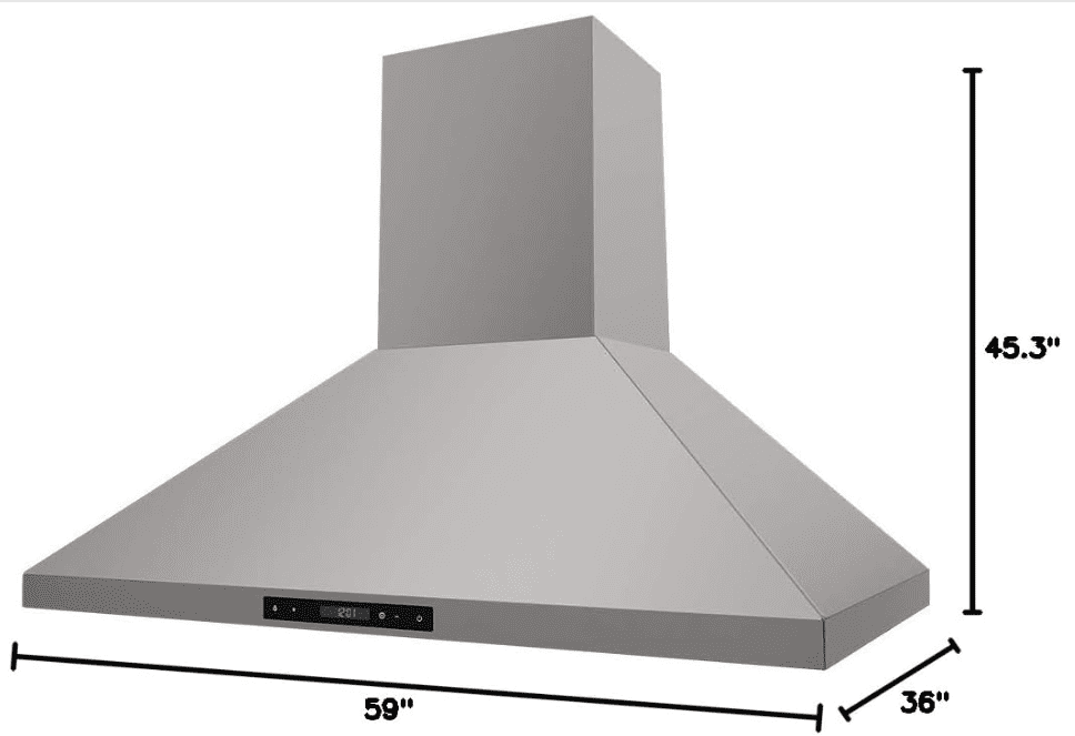 THOR Kitchen Wall Mount 36-Inch Chimney Range Hood in Stainless Steel