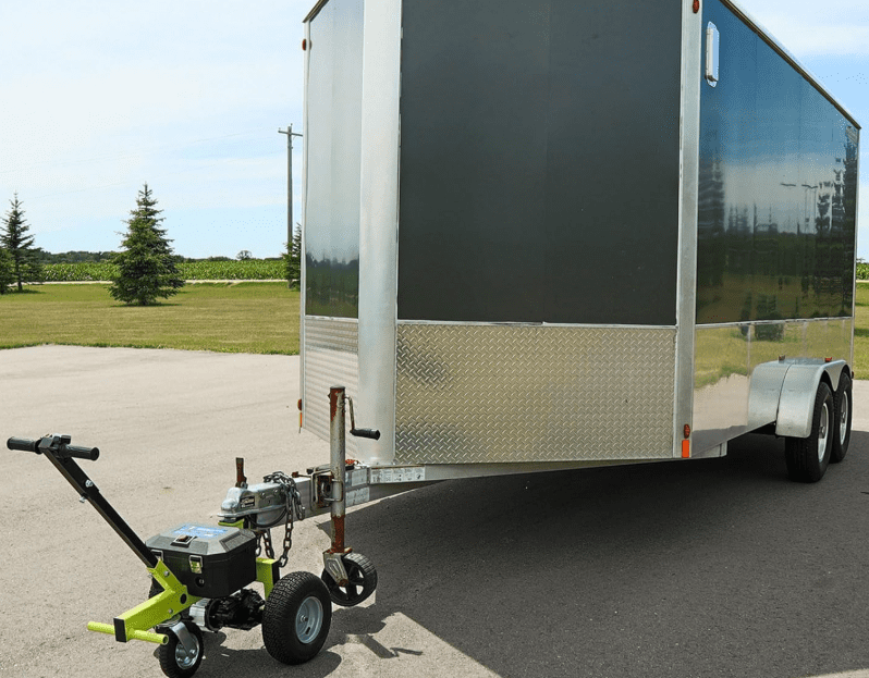 Tow Tuff Electric Trailer Dolly w/ 13" Tires & 8" Swivel Caster Wheel, 3500 lb Capacity, Green - 22" to 28.35" Adjustable Ball Height, 1.5 Mph Speed, Fits 2" Ball Mount, Utility, Boat or Cargo Use Tow Tuff Electric Trailer Dolly