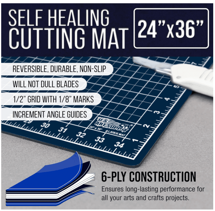U.S. Art Supply 24" x 36" Self-Healing Cutting Mat 5-Ply - Double-Sided White/Blue Craft Mat, Non-Slip Cutting Mats for Crafts, Sewing, Quilting U.S. Art Supply 24" x 36" Self-Healing Cutting Mat 5-Ply - Double-Sided White/Blue Craft Mat, Non-Slip Cutting Mats for Crafts, Sewing, Quilting