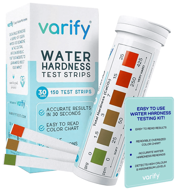 Varify Water Hardness Test Kit - Water Testing Kit for Home, Drinking, Well, Spa, Swimming Pool, Softener, Dishwasher & More - Hard Water Test Strips Varify Water Hardness Test Kit - Water Testing Kit for Home, Drinking, Well, Spa, Swimming Pool, Softener, Dishwasher & More - Hard Water Test Strips
