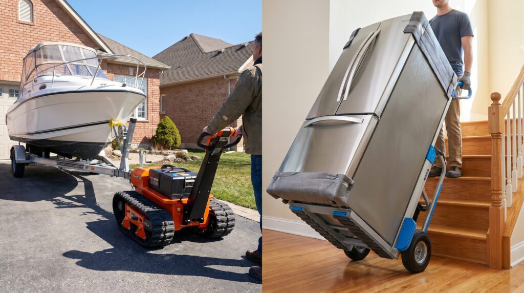 Electric trailer dolly and motorized stair climbing hand truck comparison Electric trailer dolly and motorized stair climbing hand truck comparison
