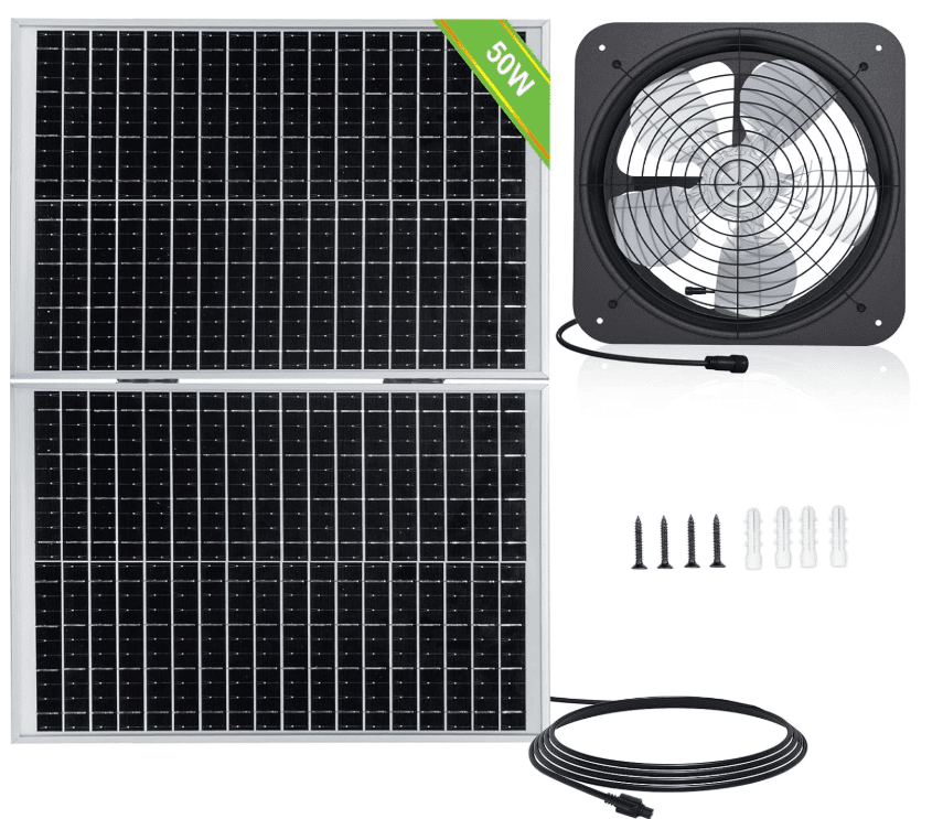 A solar thermal air heater collector panel mounted on the south-facing wall of a greenhouse A solar thermal air heater collector panel mounted on the south-facing wall of a greenhouse