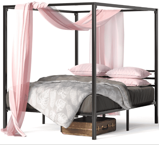 ZINUS Patricia Black Metal Canopy Platform Bed Fram