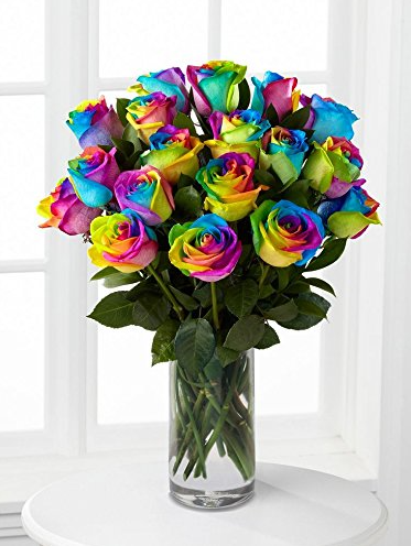 12 Fresh Rainbow Roses Flower Bouquet