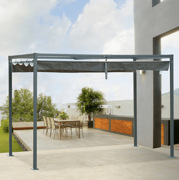 Outsunny 10x7ft Metal Frame Pergola Gazebo with Retractable Canopy