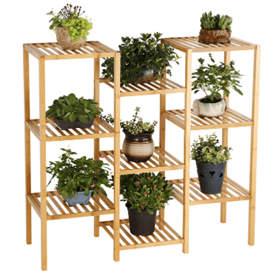 Bamboo Plant Stand Storage Shelf for Patio Garden Balcony Yard