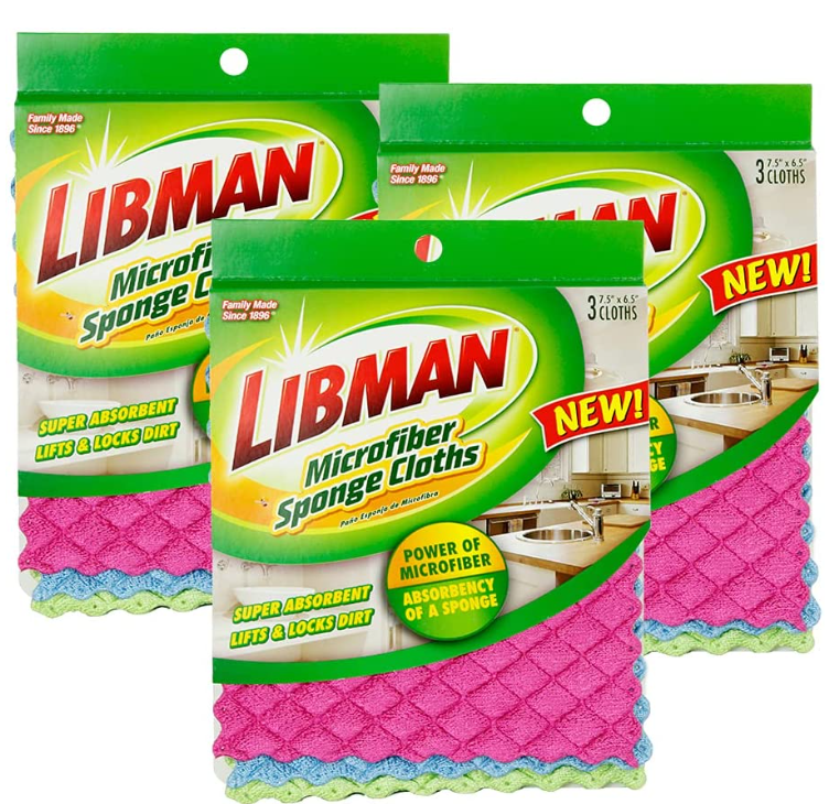 Libman 1482 Microfiber Sponge Cloths
