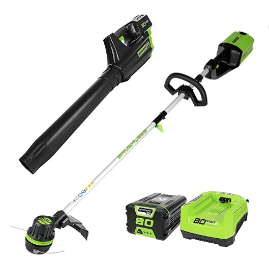 Greenworks Pro 80V Cordless Brushless String Trimmer + Leaf Blower Combo