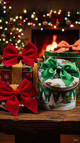 Christmas Bows on Cookie Boxes and Tins Christmas Bows on Cookie Boxes and Tins