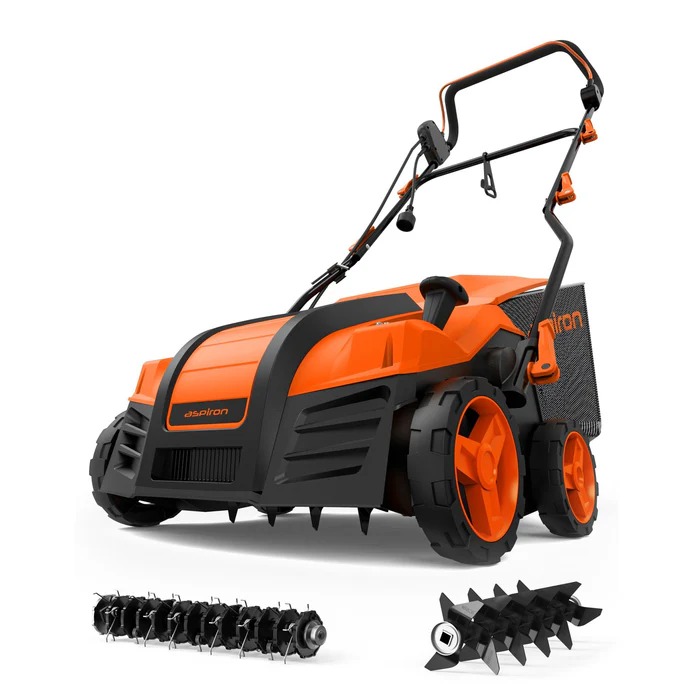 Aspiron 16-inch 15-amp electric dethatcher, best budget wide-path option for 2026.