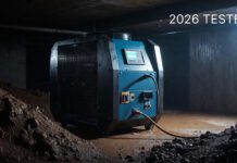 Best Commercial Crawl Space Dehumidifier 2026: I Tested the true heavyweights A heavy-duty commercial dehumidifier operating in a damp crawl space, representing the top industrial water restoration equipment tested in 2026.