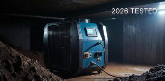 Best Commercial Crawl Space Dehumidifier 2026: I Tested the true heavyweights A heavy-duty commercial dehumidifier operating in a damp crawl space, representing the top industrial water restoration equipment tested in 2026.