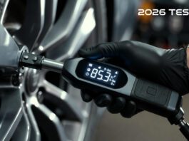 Best Digital Torque Wrench (2026): Top 5 Tested & Reviewed A mechanic using a modern digital torque wrench on a car wheel, showing the precise digital readout. Ranked as the top tool for 2026
