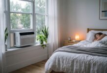 Quiet Window Air Conditioners: The 2026 Bedroom Buying Guide Quiet window air conditioner installed in a modern bedroom for a peaceful sleep.