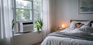 Quiet Window Air Conditioners: The 2026 Bedroom Buying Guide Quiet window air conditioner installed in a modern bedroom for a peaceful sleep.