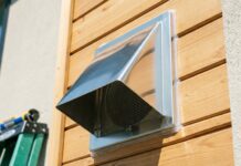 6 inch Wall Vent with Damper and Screen: Stop Drafts (DIY) A brand new heavy-duty stainless steel 6 inch exterior wall vent with a damper and pest screen installed on a house siding.