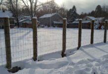 Frost Fence Cost 2026: How Much Does a Chain-Link Fence Really Cost? A newly installed frost fence with deep concrete footings in a snowy backyard.