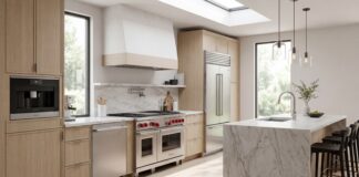 Best Kitchen Appliance Bundles 2026: Forno vs. Maytag Review A beautifully remodeled kitchen featuring a matching stainless steel Forno appliance bundle including a pro-style gas range, french door refrigerator, and dishwasher.