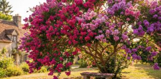 Crape Myrtle Bloom Time (2026): Get Massive Flowers A vibrant crape myrtle tree in full bloom during peak summer